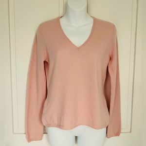 Light pink 100% cashmere V-neck sweater, small Ann Taylor